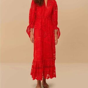 FARM Rio Vibrant Red Long Sleeve Dress